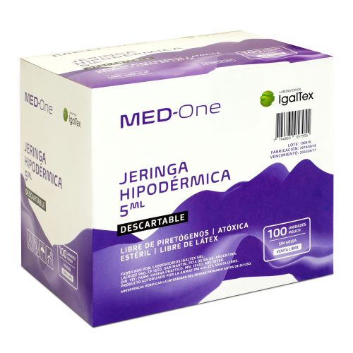 Med-One Jeringa Hipodérmica Descartable s/aguja; 5ml; 100u/Caja