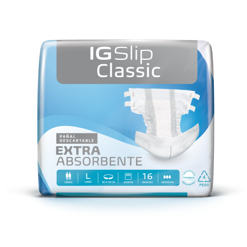 IG Slip Classic Pañal para Adulto Talle L; 90-120 Cm; 64u/Caja