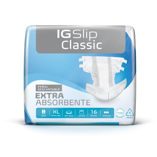 IG Slip Classic Pañal para Adulto Talle XL; 120-150 cm; 64u/Caja