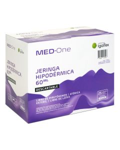 Med-One Jeringa Hipodérmica Descartable s/aguja; 60ml; 25u/Caja